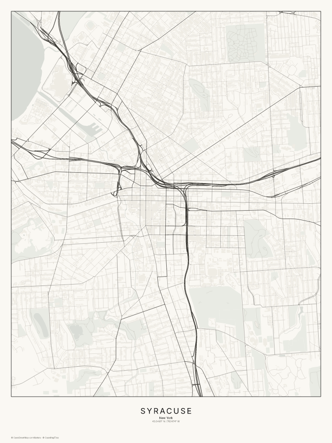 Syracuse map poster, classic style