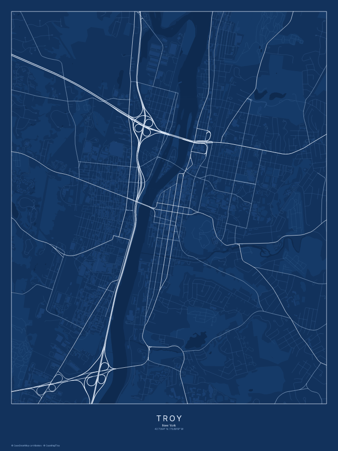 Troy map poster, blueprint style