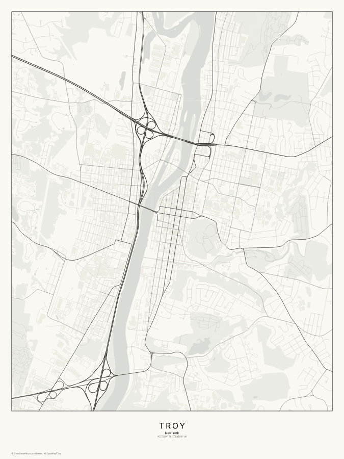 Troy map poster, classic style