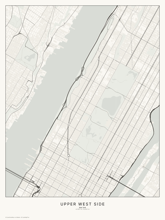 Upper West Side map poster, classic style