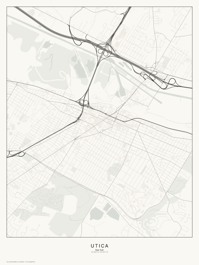 Utica map poster, classic style