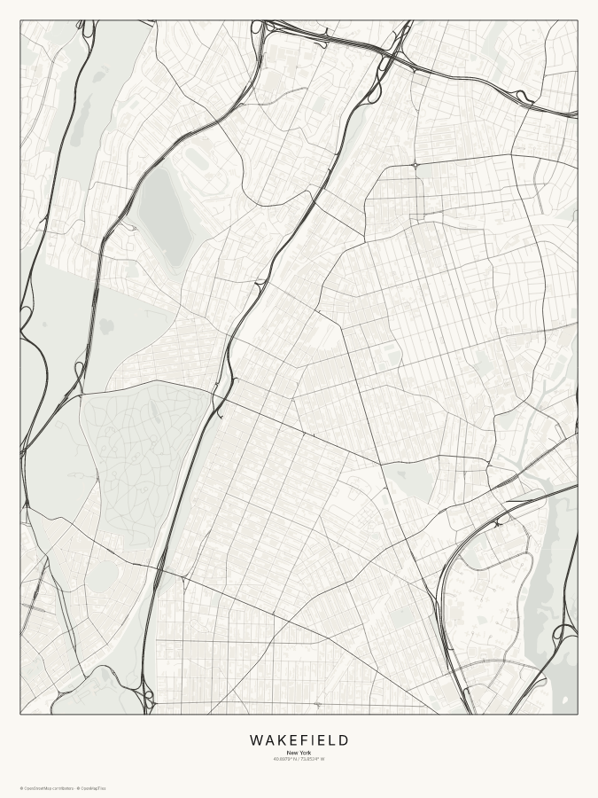 Wakefield map poster, classic style