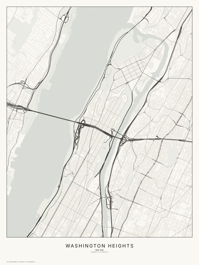 Washington Heights map poster, classic style