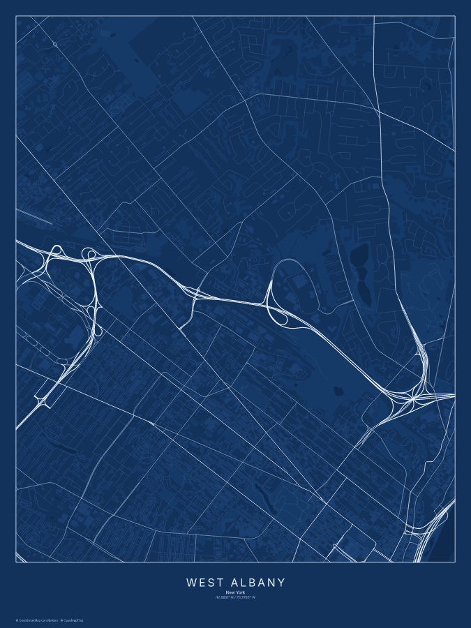 West Albany map poster, blueprint style