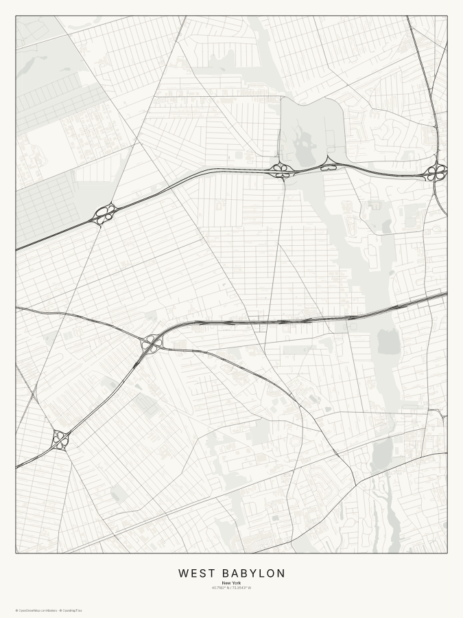 West Babylon map poster, classic style