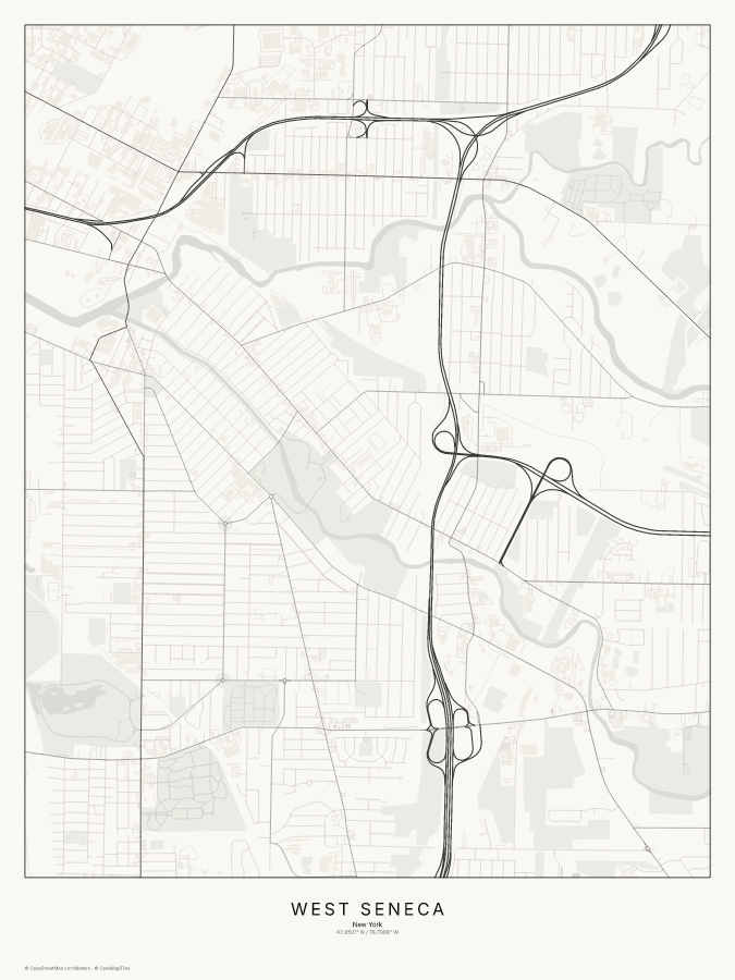 West Seneca map poster, classic style