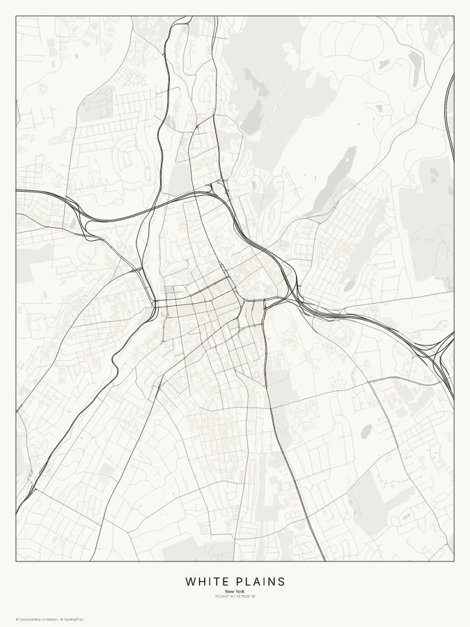 White Plains map poster, classic style