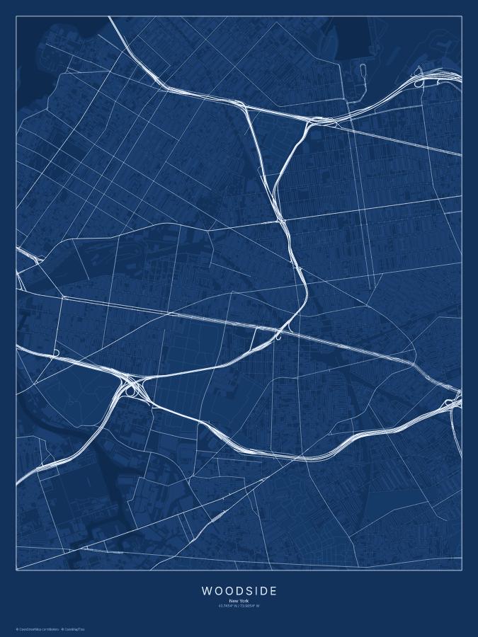 Woodside map poster, blueprint style