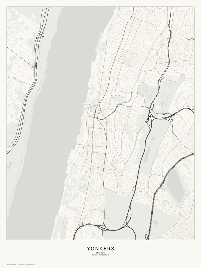 Yonkers map poster, classic style