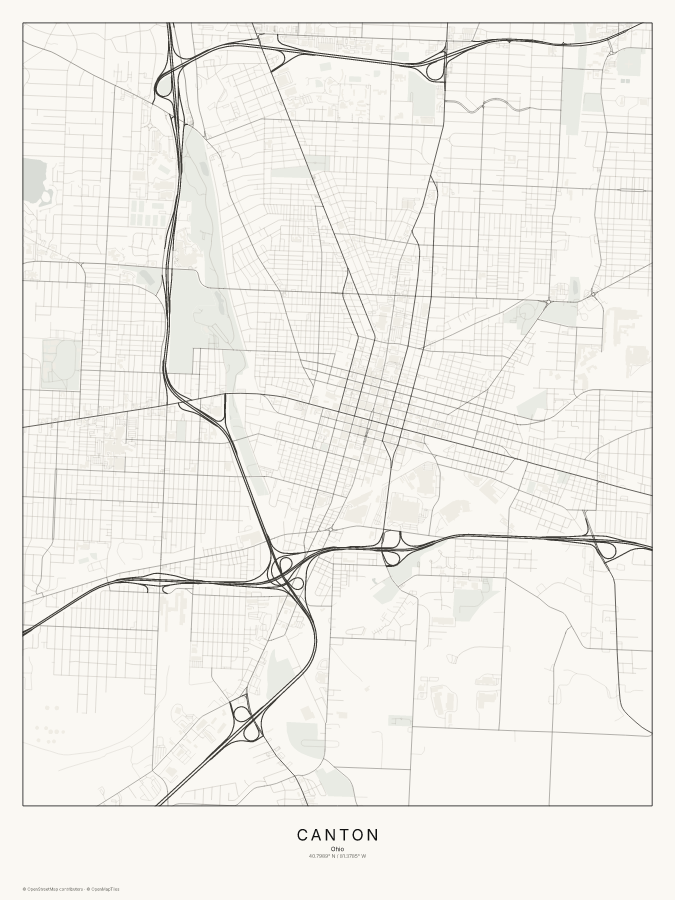 Canton map poster, classic style