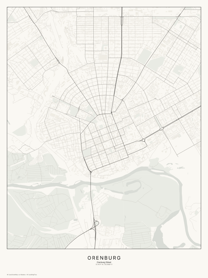 Orenburg map poster, classic style