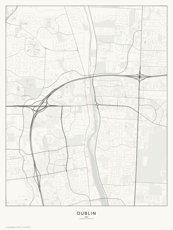 Dublin map poster, classic style