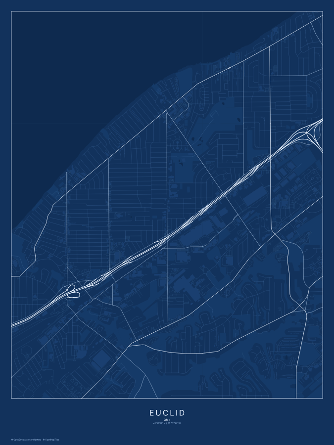 Euclid map poster, blueprint style