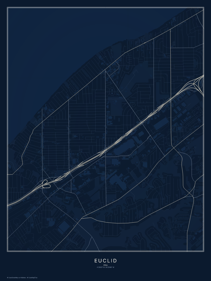 Euclid map poster, midnight style