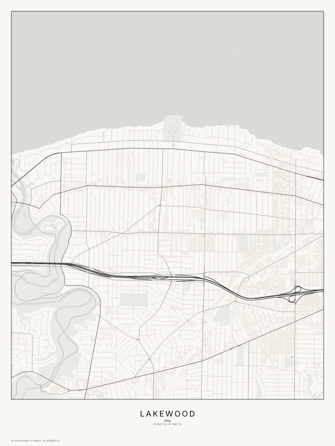 Lakewood map poster, classic style