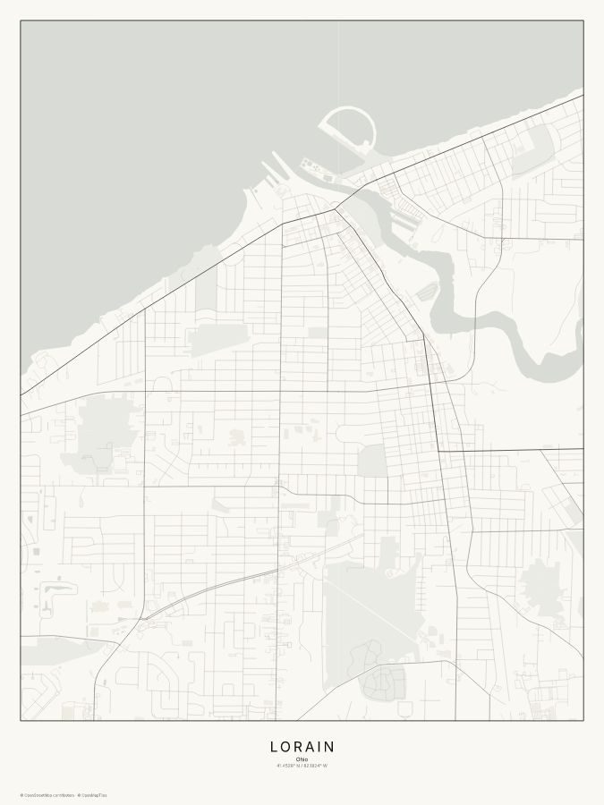 Lorain map poster, classic style