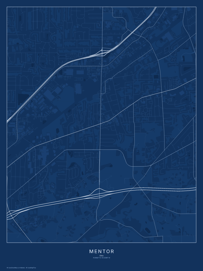 Mentor map poster, blueprint style