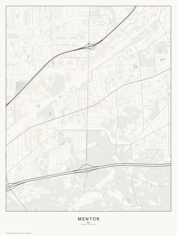 Mentor map poster, classic style