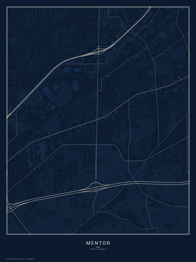 Mentor map poster, midnight style