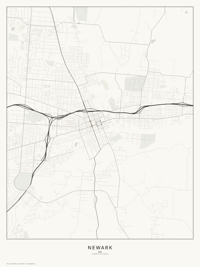 Newark map poster, classic style