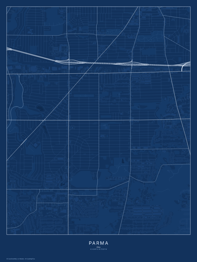 Parma map poster, blueprint style