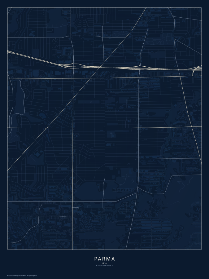Parma map poster, midnight style