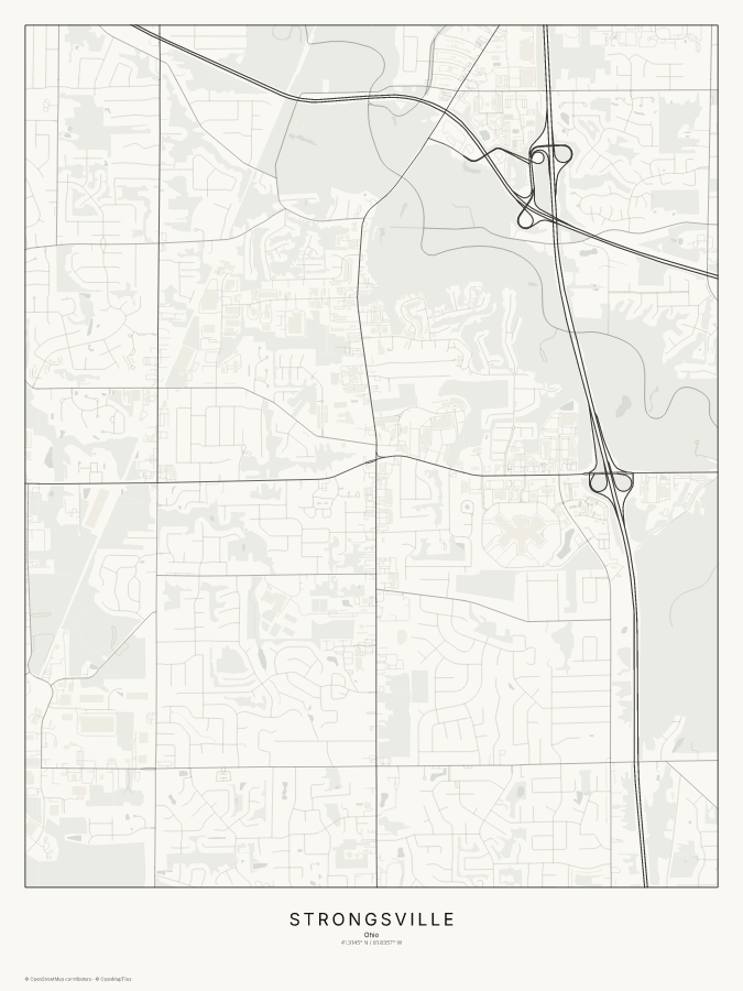 Strongsville map poster, classic style