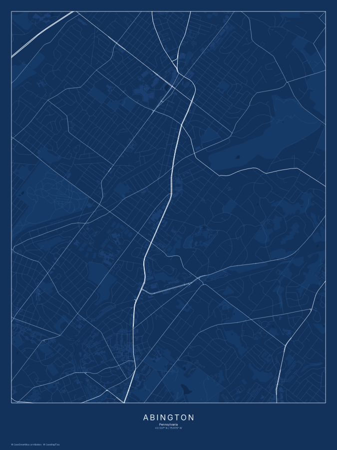 Abington map poster, blueprint style