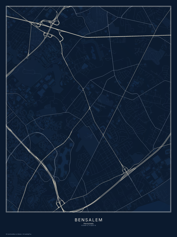 Bensalem map poster, midnight style