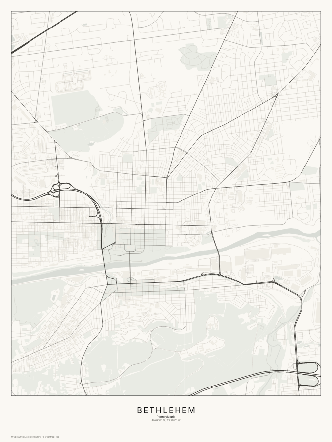 Bethlehem map poster, classic style