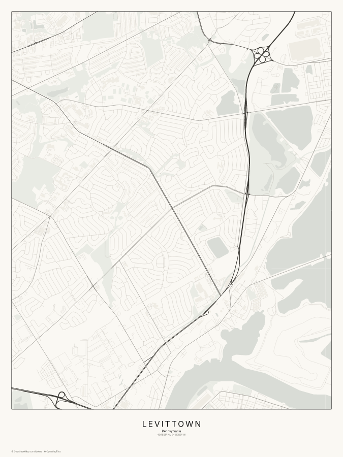 Levittown map poster, classic style