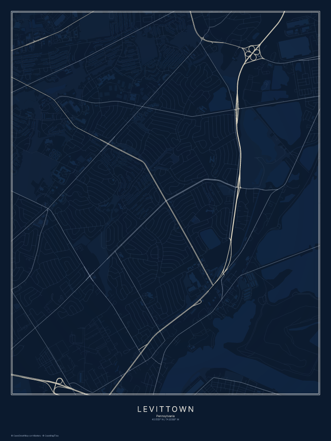 Levittown map poster, midnight style