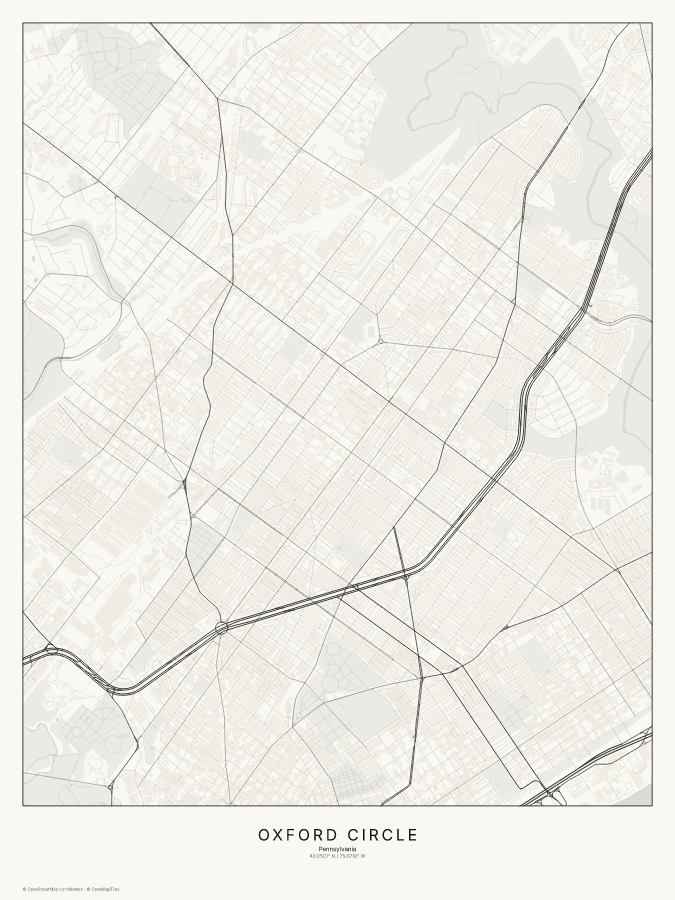 Oxford Circle map poster, classic style