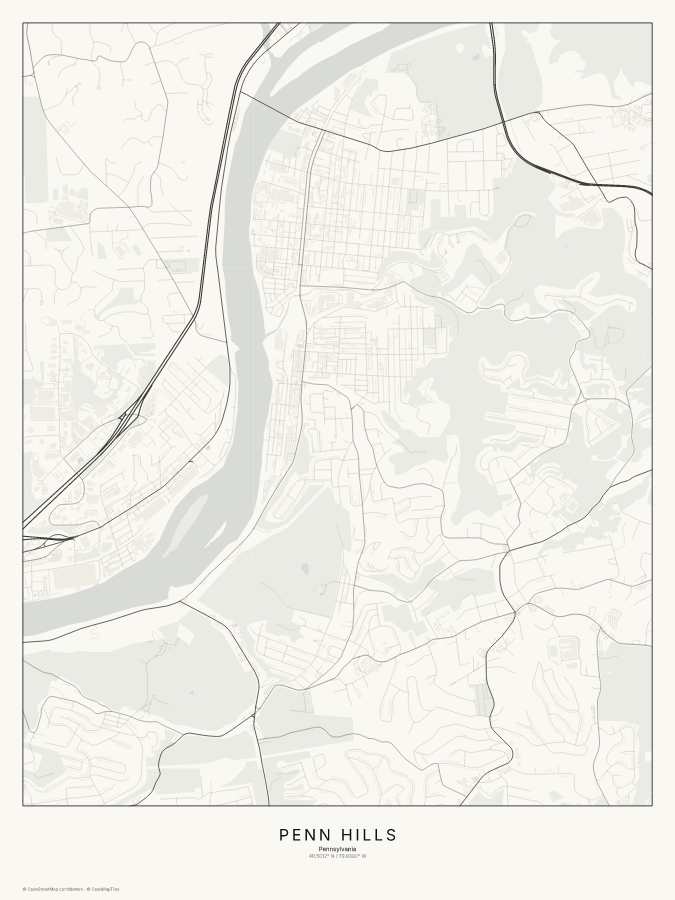 Penn Hills map poster, classic style