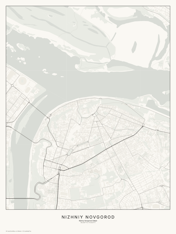 Nizhniy Novgorod map poster, classic style