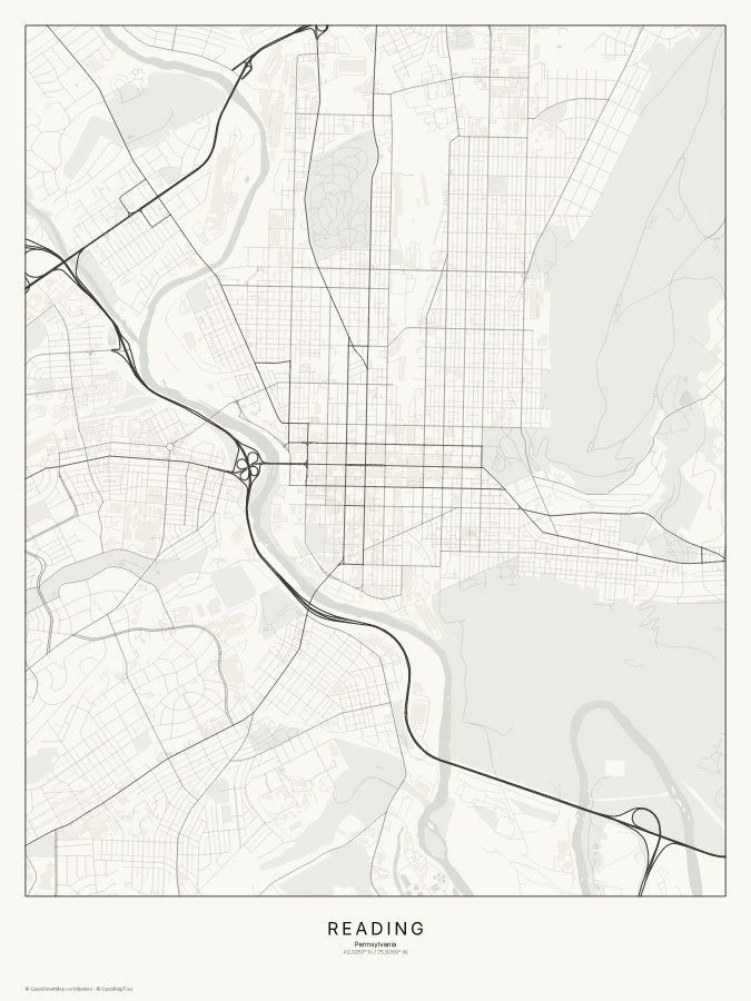 Reading map poster, classic style
