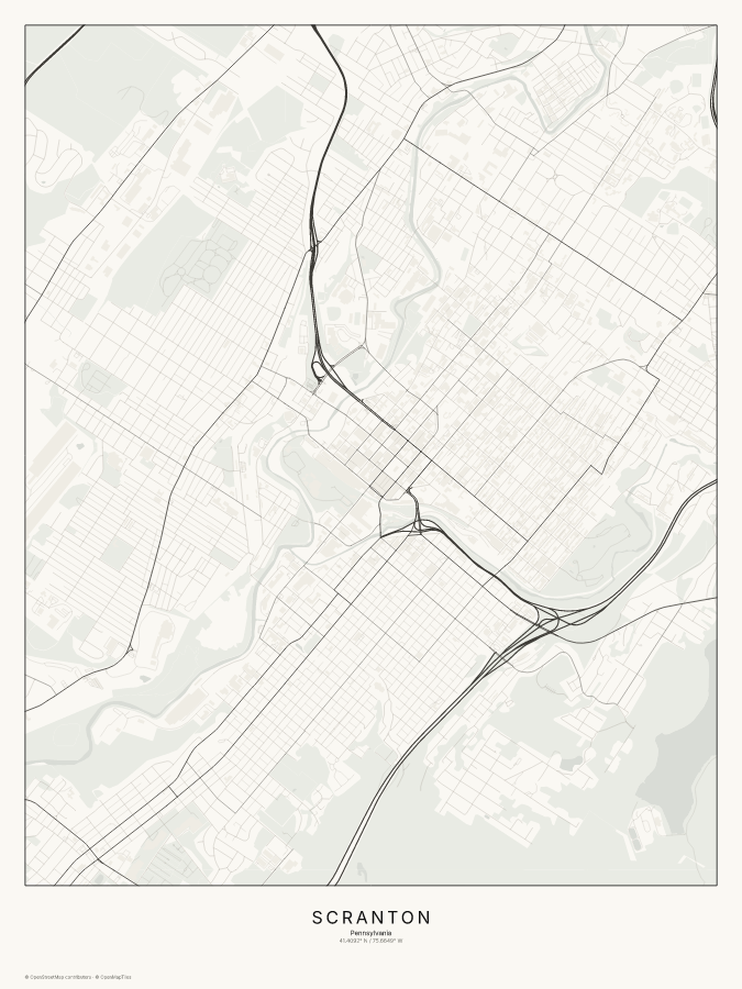 Scranton map poster, classic style