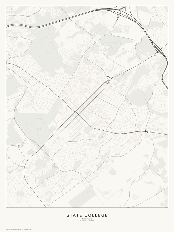 State College map poster, classic style