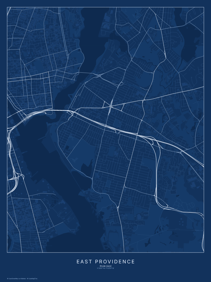 East Providence map poster, blueprint style
