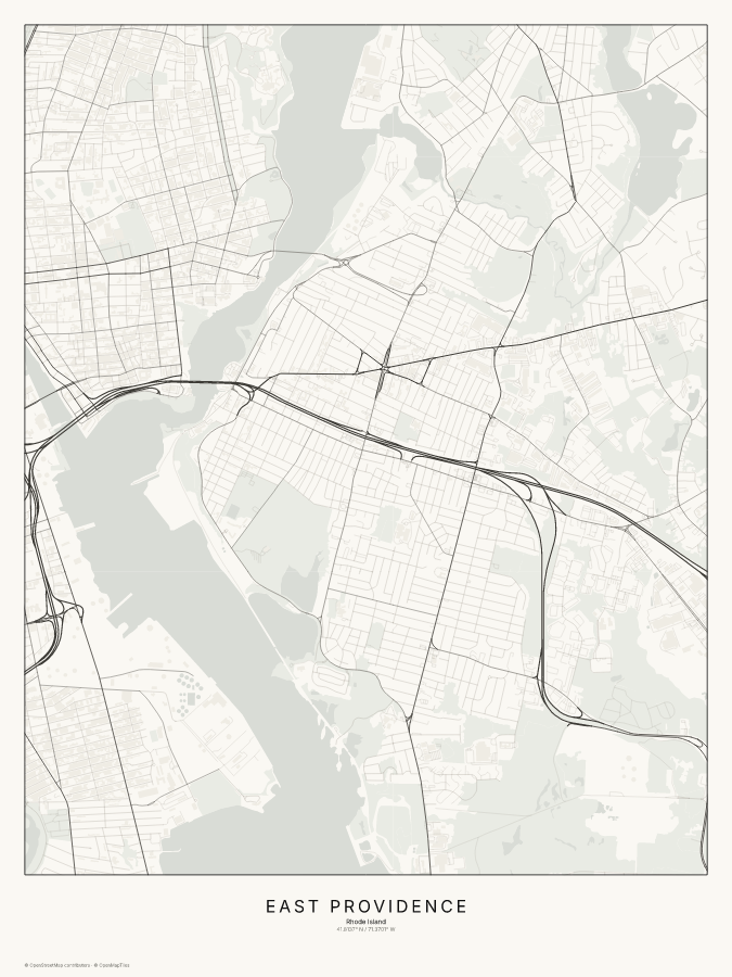 East Providence map poster, classic style