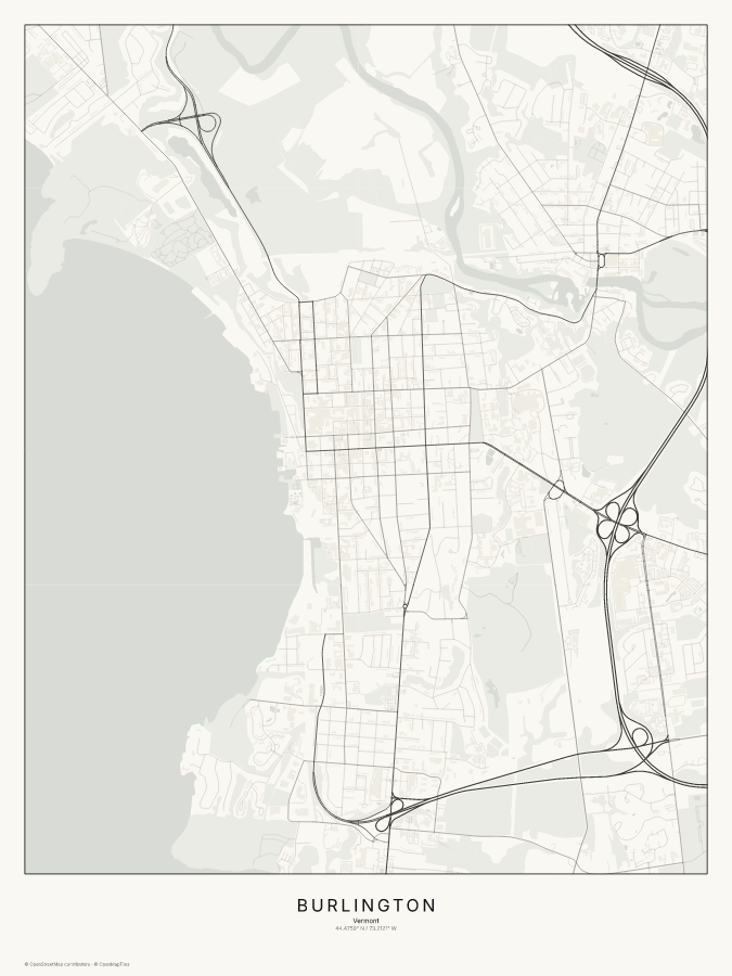 Burlington map poster, classic style