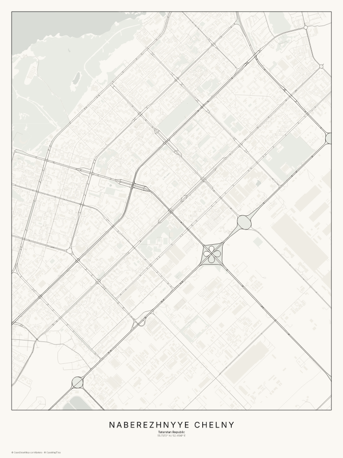 Naberezhnyye Chelny map poster, classic style