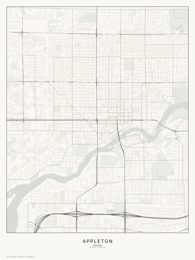 Appleton map poster, classic style