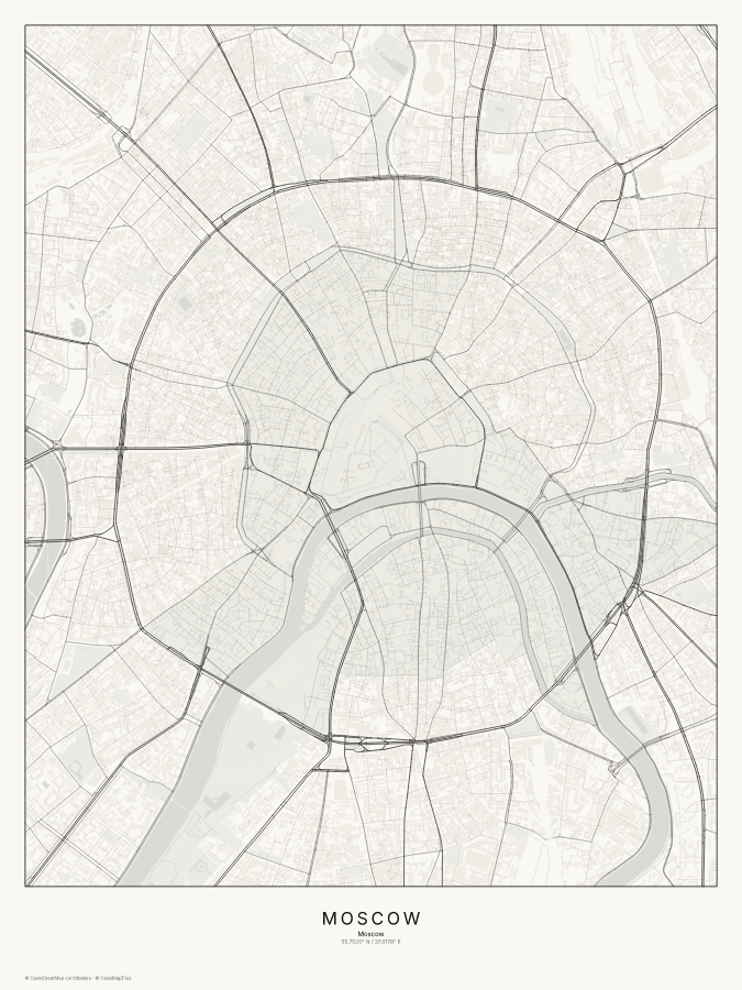 Moscow map poster, classic style