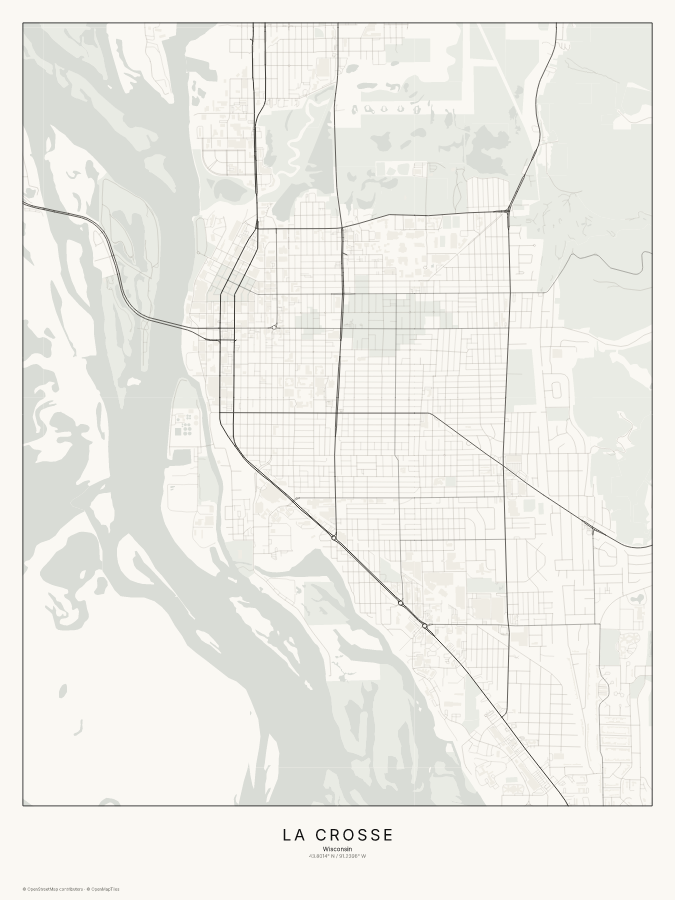 La Crosse map poster, classic style