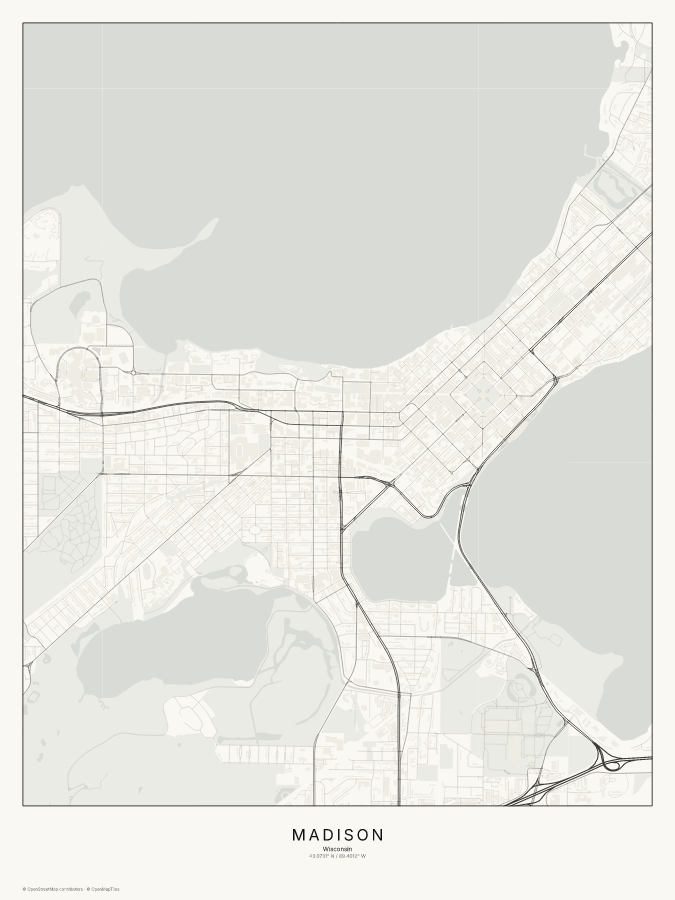 Madison map poster, classic style