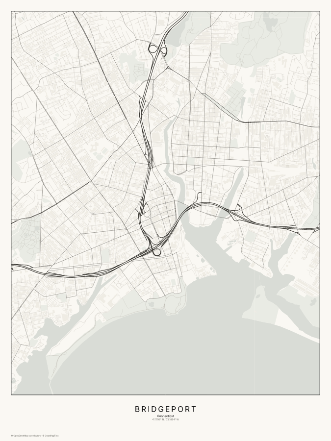 Bridgeport map poster, classic style