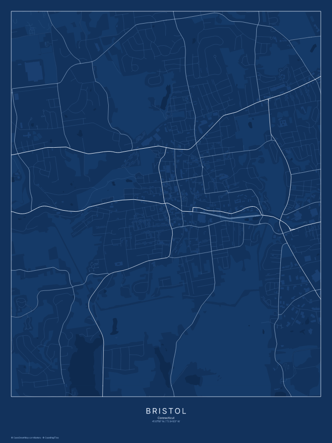 Bristol map poster, blueprint style