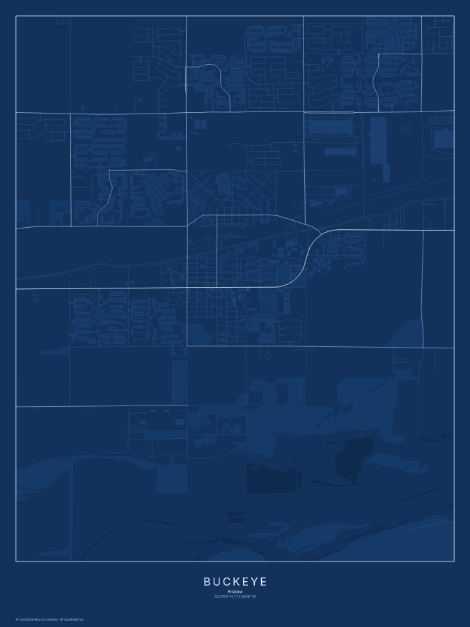 Buckeye map poster, blueprint style
