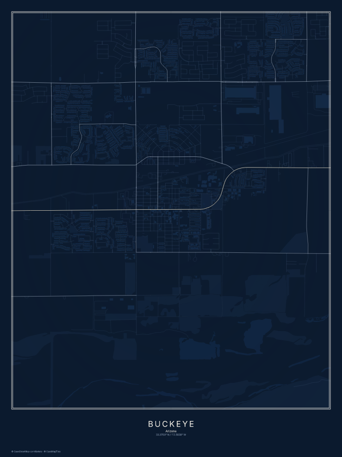 Buckeye map poster, midnight style